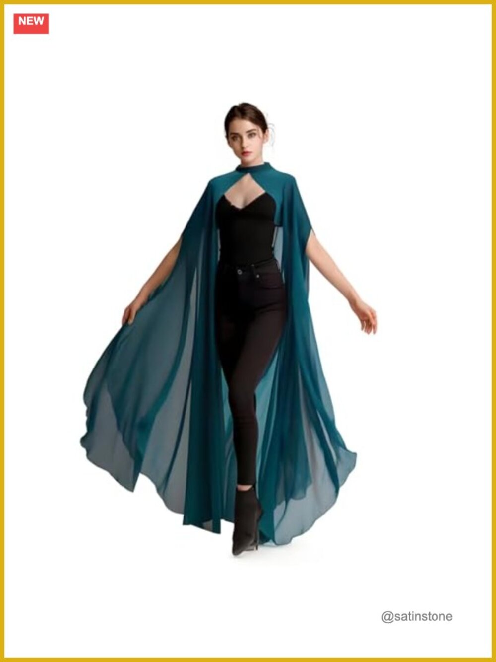 Chiffon Tulle Cape Gothic Cloak Wedding Bridal Shawl